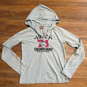 Juicy Couture Y2k Vintage 2000s Baby Blue Snow Bunny hoodie long sleeve
